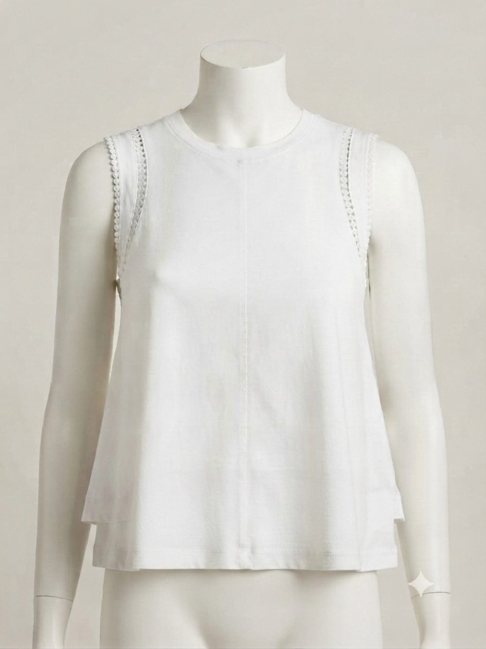 Calme by Johnny Was Classic White Lace-Trim Tank Top size XS